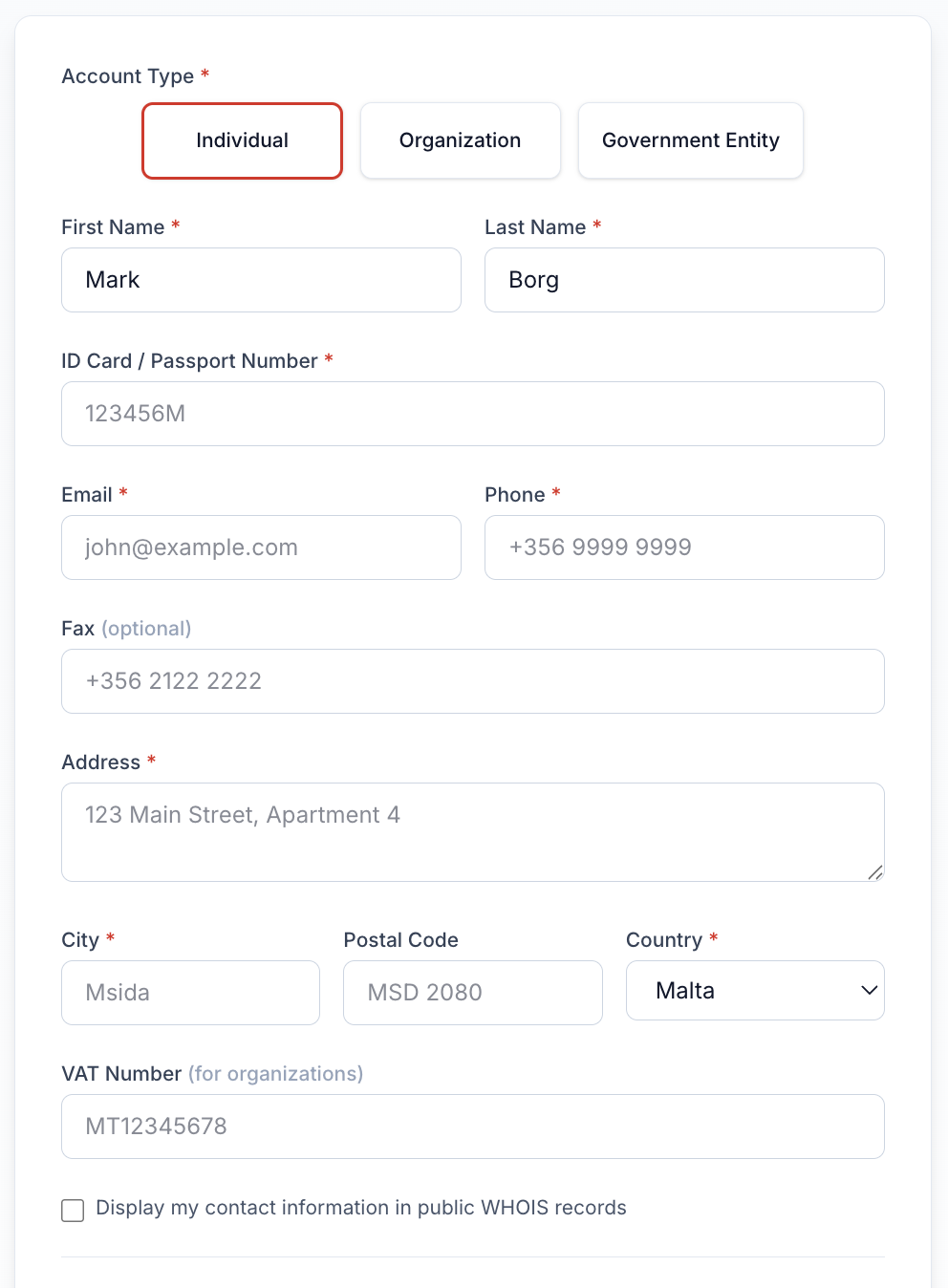 Register Handle Page